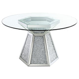 Quinn 5 - piece Hexagon Pedestal Dining Room Set Mirror and Grey | Coaster | Home Elegance USA