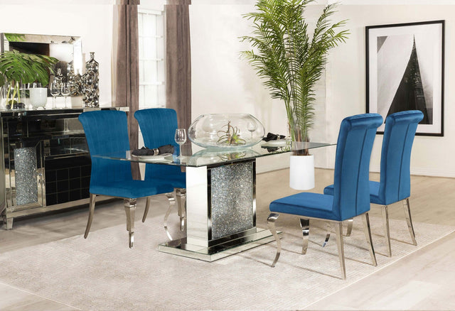 Marilyn 5 - piece Rectangular Dining Set Mirror and Teal | Coaster | Home Elegance USA