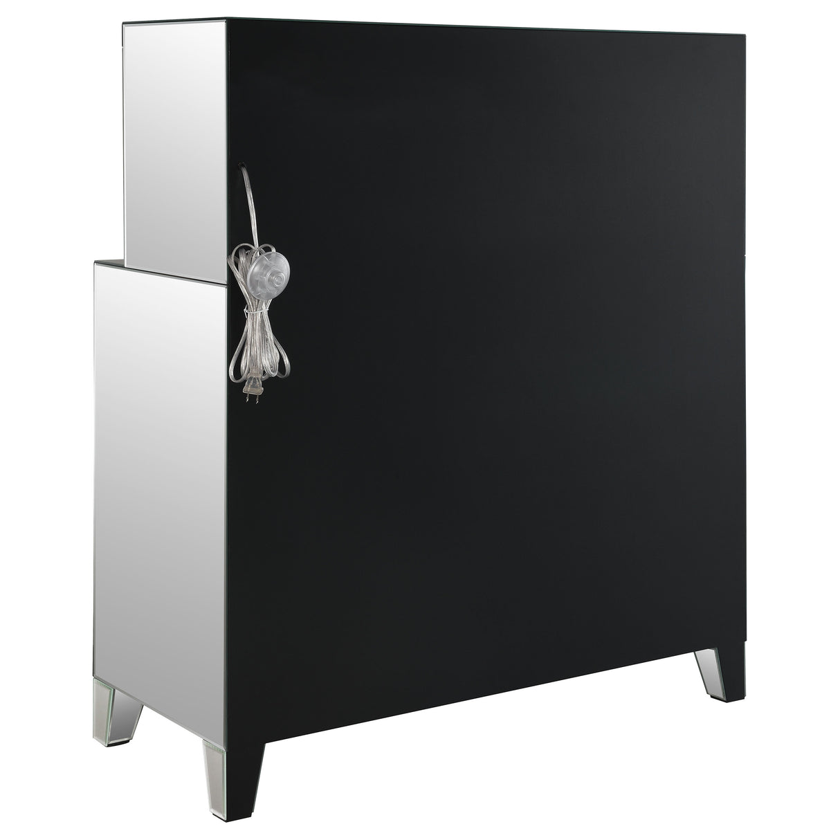 Bar Cabinet - Yvaine 2-door Mirrored Wine Cabinet with Faux Crystal Inlay Silver