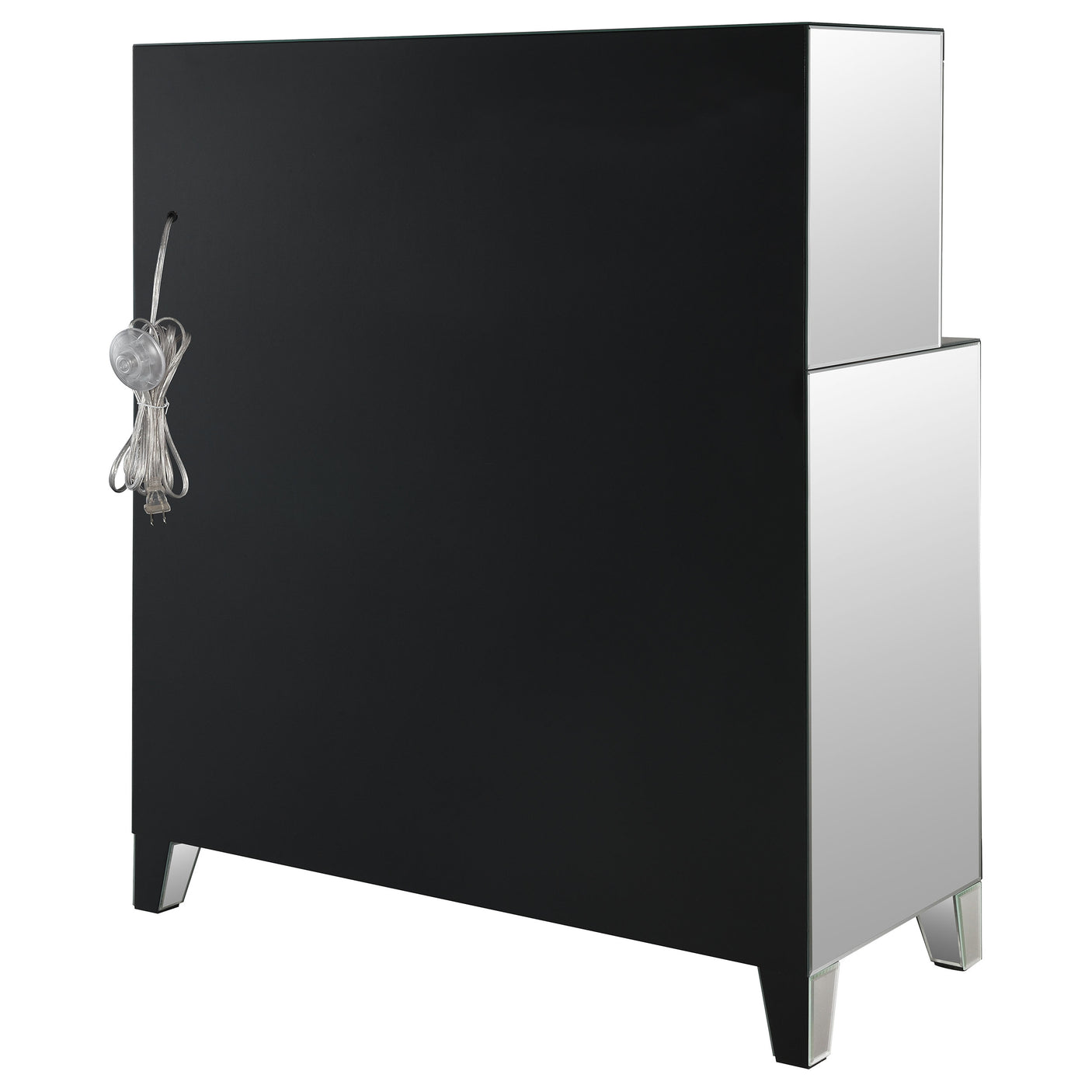 Bar Cabinet - Yvaine 2-door Mirrored Wine Cabinet with Faux Crystal Inlay Silver