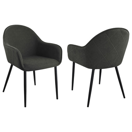 Arm Chair - Emma Upholstered Dining Arm Chair Charcoal and Black (Set of 2)