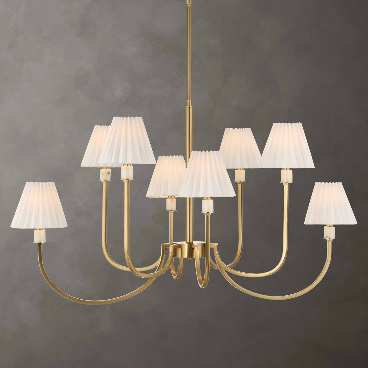 Poppins 8 Light Brass Chandelier White / Gold - Gold / White by Uttermost - View 2