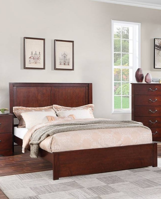 1pc Eastern King Size Bed Two Panel Headboard Cherry Finish Bedroom Furniture