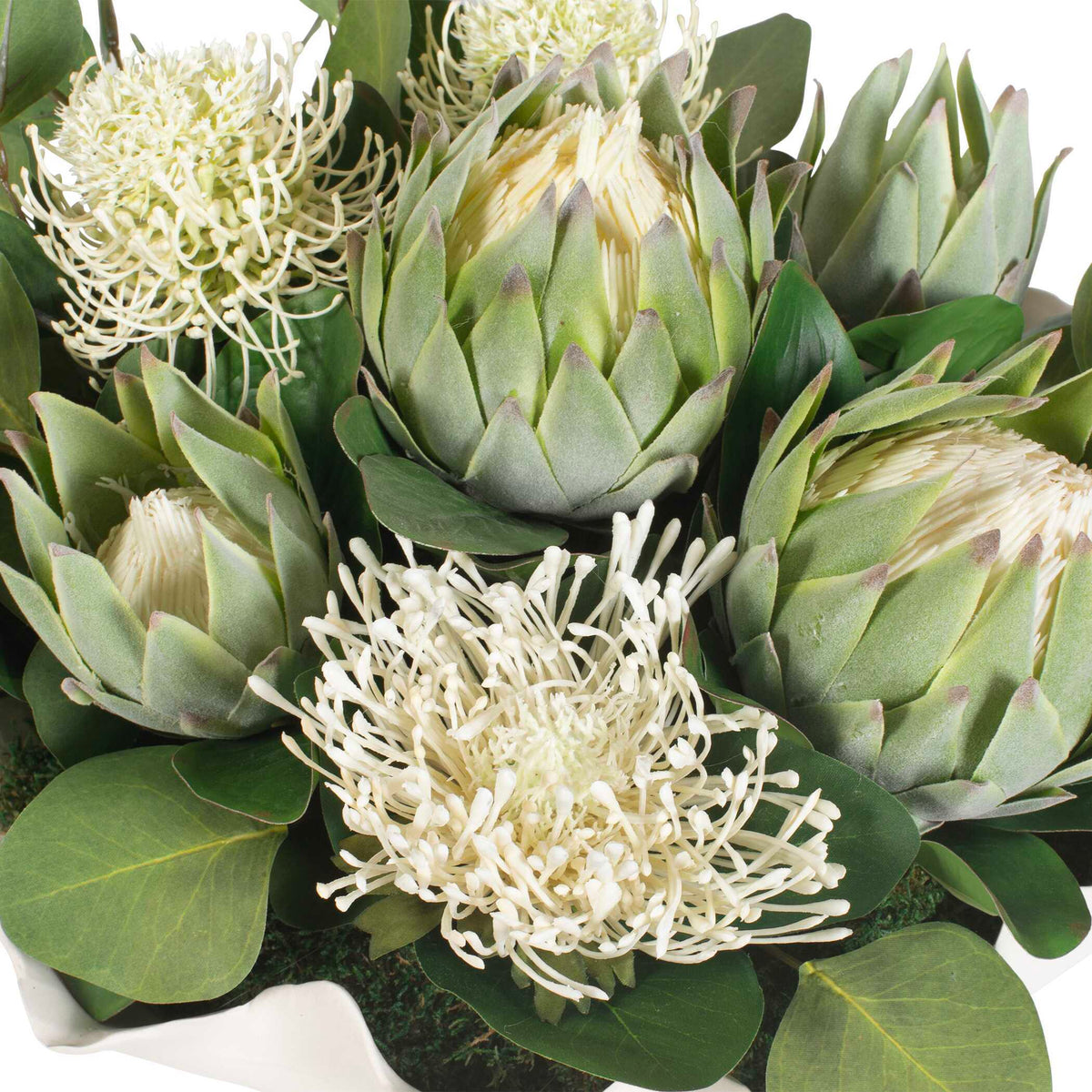 Protea Blooms Bowl Centerpiece - Green / White by Uttermost - View 9