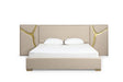 Aspen - Glam Beige Bonded Leather & Gold Q Bed