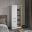 Armoire 70.8' H, 1 Door, 1 Drawer, 4 Shelves, White/Natural Oak - Bedroom - sold by Home Elegance USA