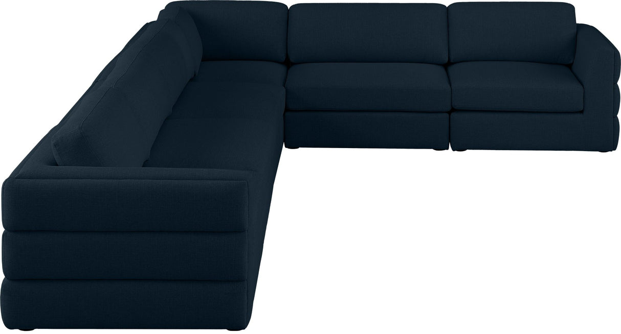 Beckham - Modular Sectional 6 Piece - Navy - Fabric - Modern & Contemporary | Home Elegance USA