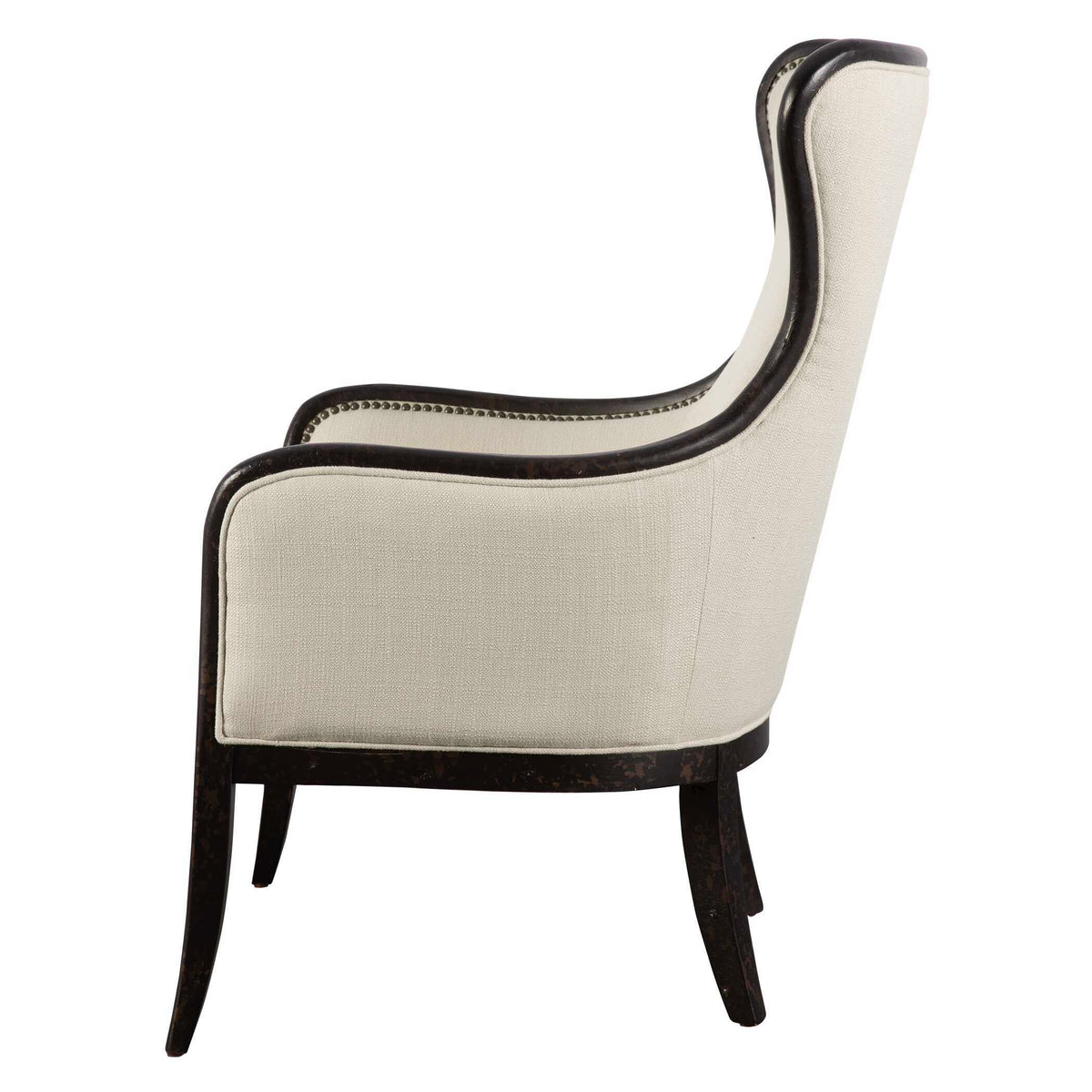 Sandy Wing Back Armchair Beige & Dark Brown - Beige / Dark Brown by Uttermost - View 6