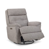 Sophisticated Transitional Fabric Power Swivel Gliding Recliner With Power Headrest & Lumbar | Flexsteel