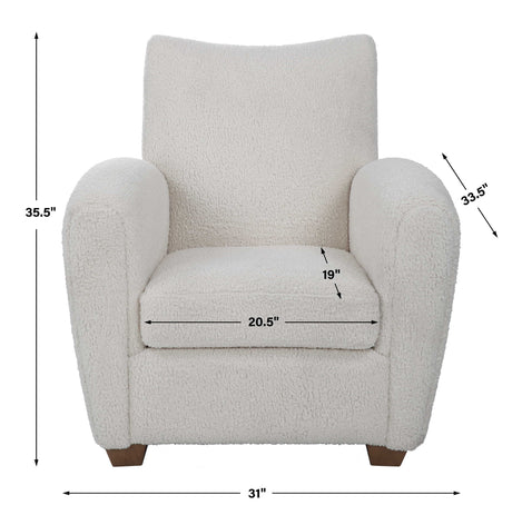 Teddy Shearling Accent Chair - White by Uttermost - View 10