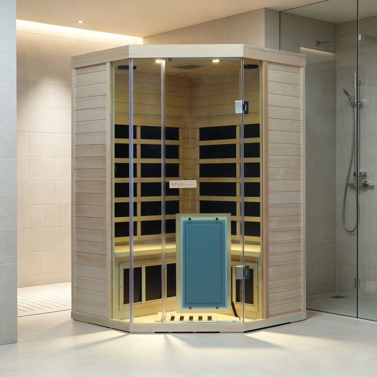 Pentagon far infrared hemlock sauna room