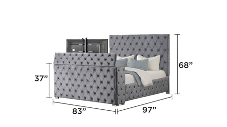 Encore Modern Style Tufted and Upholstered King 4PC Bedroom set made with wood in Gray(NJ INVENTORY) - sold by Home Elegance USA