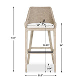 Paloma Outdoor Wicker Bar Stool Gray / White - Light Brown / White by Uttermost - View 14