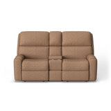 Rio Transitional Leather Power Reclining Loveseat With Console | Flexsteel