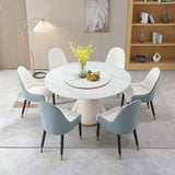 59.05'Modern Sintered stone dining table with 31.5' round turntable with 6pcs Chairs.