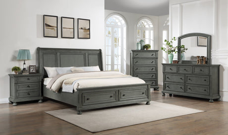 Modern Style 5PC Queen Bedroom Set Made with Wood & Rustic Gray Finish