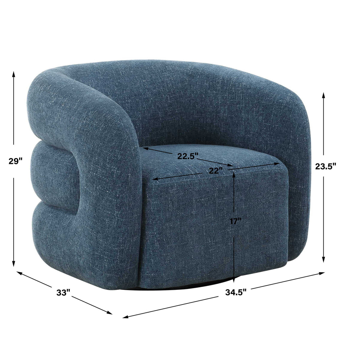 Junie Swivel Barrel Chair - Blue by Uttermost - View 11