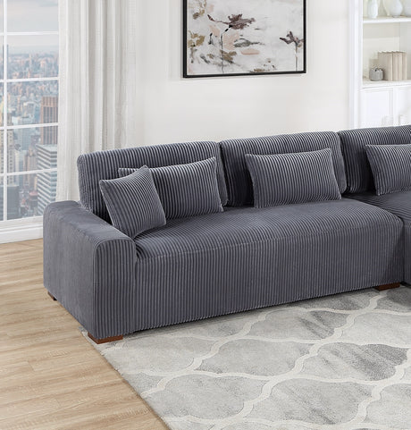 Modern 2pc Sectional Set XL Plush Corduroy Fabric Dark Gray LAF Sofa RAF Chaise Living Room Couch - sold by Home Elegance USA