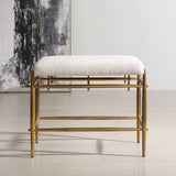 Karleen Plush Small Brass Bench - White / Gold by Uttermost - View 2