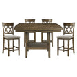 Contemporary 5pc Dining Set Counter Height Table and 4 Counter Height Chairs Functional Lazy Susan Shelf Table Light Oak Finish Wooden Kitchen Dining Furniture