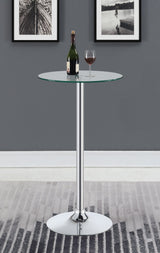 Abiline Glass Top Round Bar Table Chrome | Coaster | Home Elegance USA