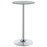 Abiline Glass Top Round Bar Table Chrome | Coaster | Home Elegance USA