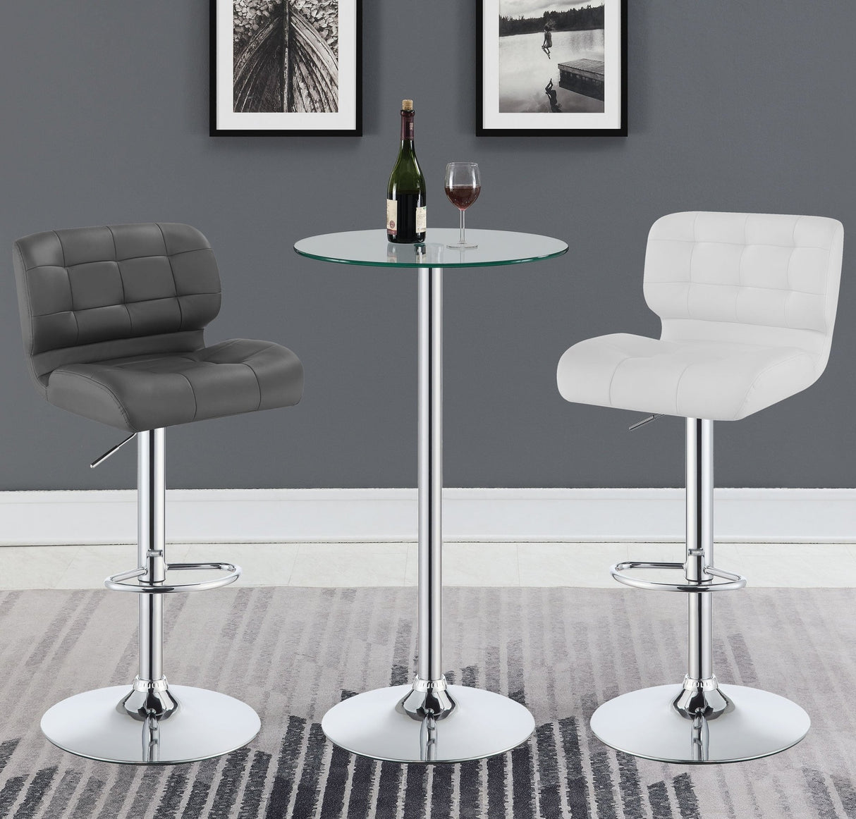 Abiline Glass Top Round Bar Table Chrome | Coaster | Home Elegance USA