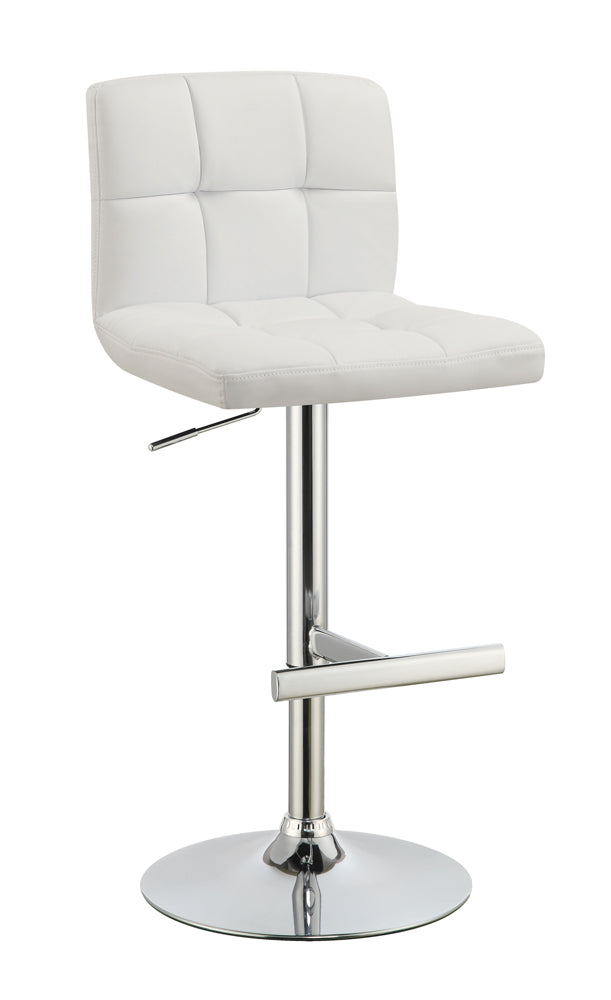 Adjustable Bar Stool - Lenny Adjustable Bar Stools Chrome and White (Set of 2)