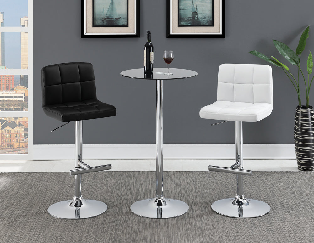 Adjustable Bar Stool - Lenny Adjustable Bar Stools Chrome and White (Set of 2)