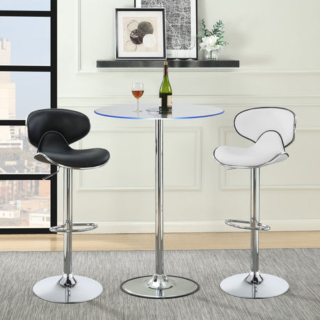 Adjustable Bar Stool - Edenton Upholstered Adjustable Height Bar Stools Black and Chrome (Set of 2)