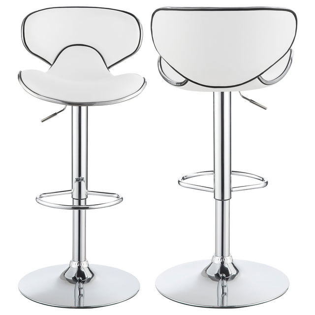 Adjustable Bar Stool - Edenton Upholstered Adjustable Height Bar Stools White and Chrome (Set of 2)