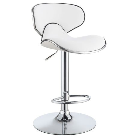 Adjustable Bar Stool - Edenton Upholstered Adjustable Height Bar Stools White and Chrome (Set of 2)