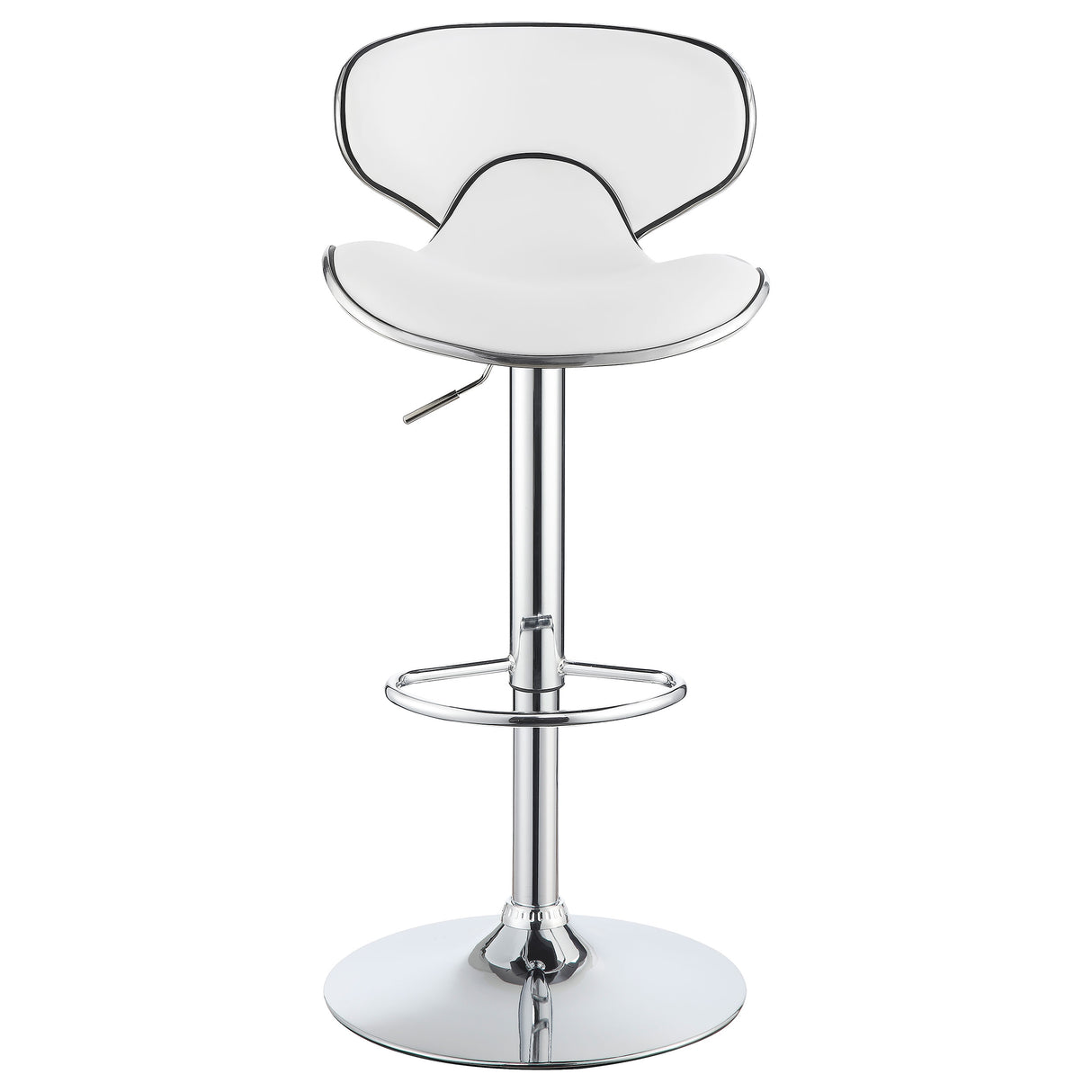 Adjustable Bar Stool - Edenton Upholstered Adjustable Height Bar Stools White and Chrome (Set of 2)