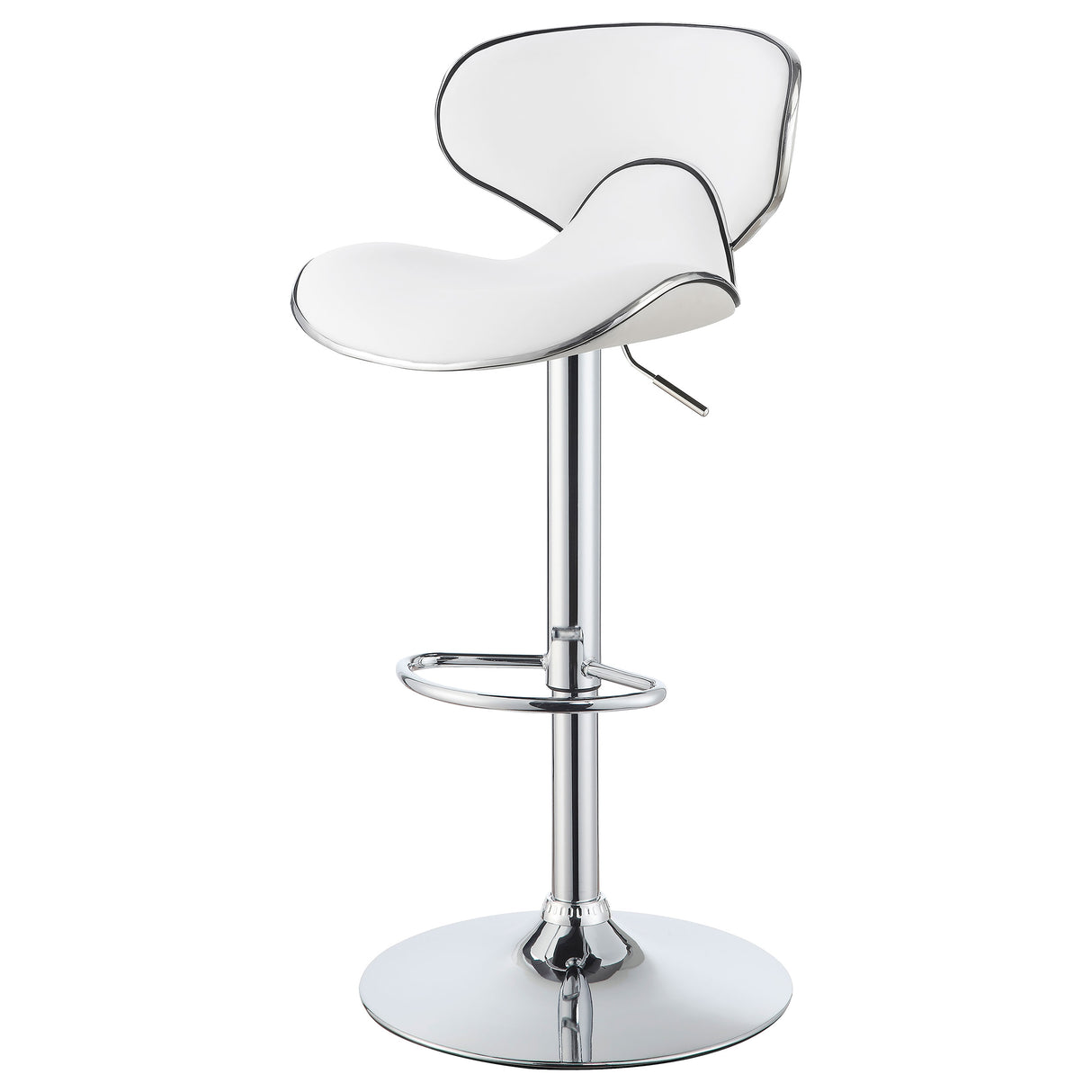 Adjustable Bar Stool - Edenton Upholstered Adjustable Height Bar Stools White and Chrome (Set of 2)