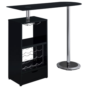 Bar Table - Koufax 1-drawer Bar Table Glossy Black