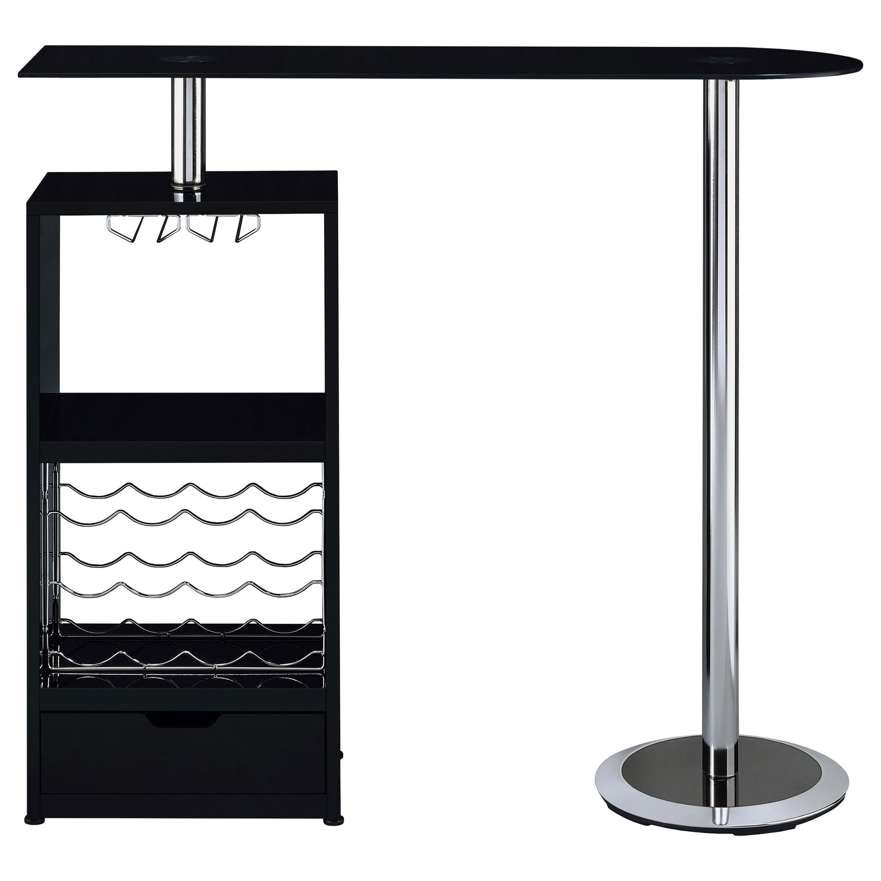 Bar Table - Koufax 1-drawer Bar Table Glossy Black