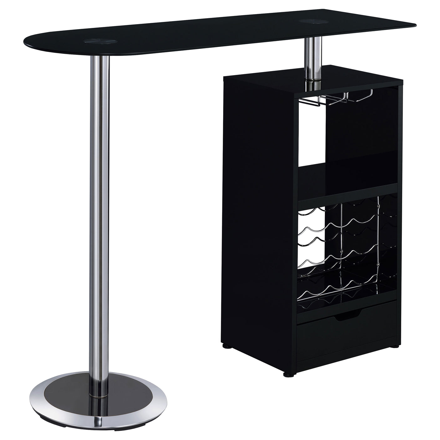 Bar Table - Koufax 1-drawer Bar Table Glossy Black