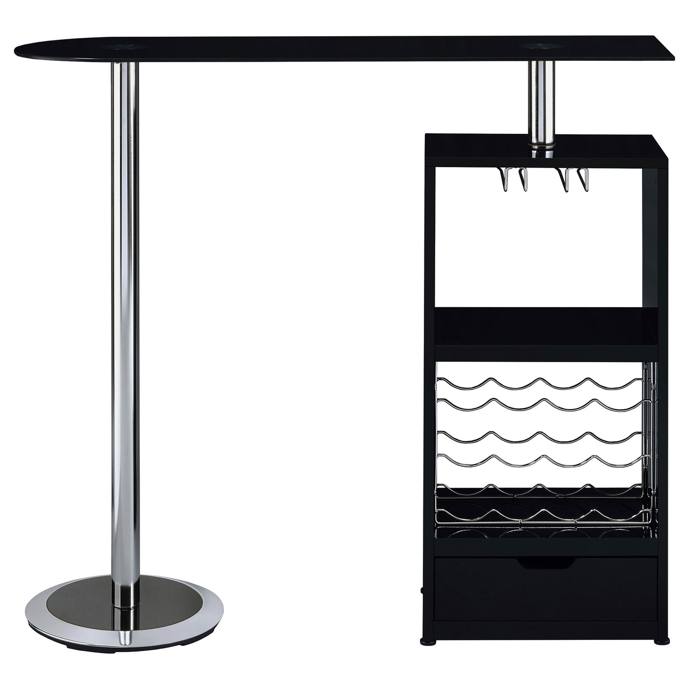 Bar Table - Koufax 1-drawer Bar Table Glossy Black