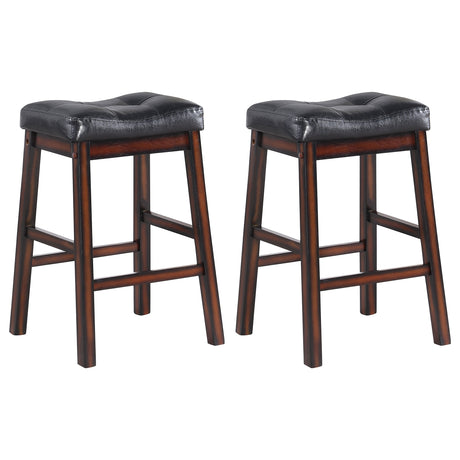 Counter Stool - Donald Upholstered Counter Height Stools Black and Cappuccino (Set of 2)