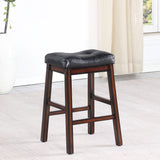 Counter Stool - Donald Upholstered Counter Height Stools Black and Cappuccino (Set of 2)