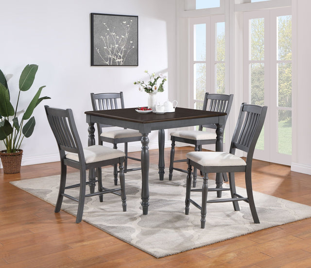 Wiley 5 - piece Square Spindle Legs Counter Height Dining Set Beige and Grey - 120576 - image - 1