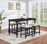 Martina 5 - piece Rectangular Spindle Leg Counter Height Dining Set Oatmeal and Black | Coaster | Home Elegance USA