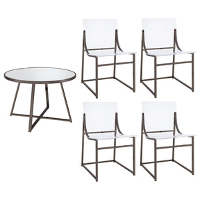 Jillian 5-piece Round Mirror Top Dining Set Black Nickel - Home Elegance USA
