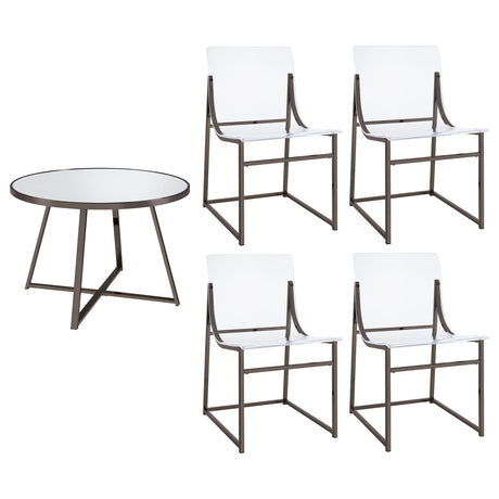 Jillian 5-piece Round Mirror Top Dining Set Black Nickel - Home Elegance USA
