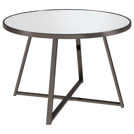 Jillian 5-piece Round Mirror Top Dining Set Black Nickel - Home Elegance USA