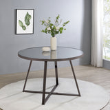 Dining Table - Jillian Round Dining Table with Tempered Mirror Top Black Nickel

