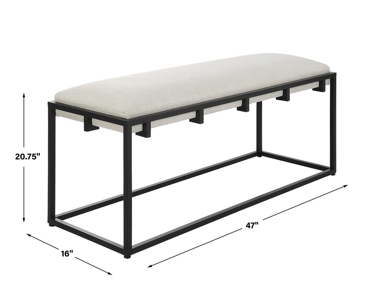 Paradox Iron & Fabric Bench White & Black - White / Black by Uttermost - View 7