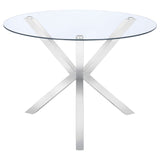 Dining Table - Vance Glass Top Dining Table with X-cross Base Chrome