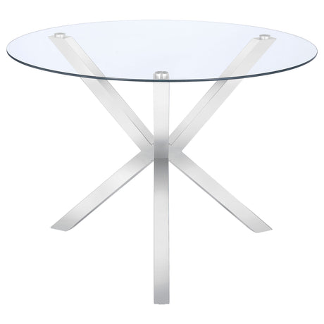 Dining Table - Vance Glass Top Dining Table with X-cross Base Chrome