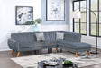 Contemporary 2-Pcs Sectional Set Living Room Furniture Dark Gray Velvet Couch Left Facing Sofa, Right Facing Chaise Plush Cushion - sold by Home Elegance USA